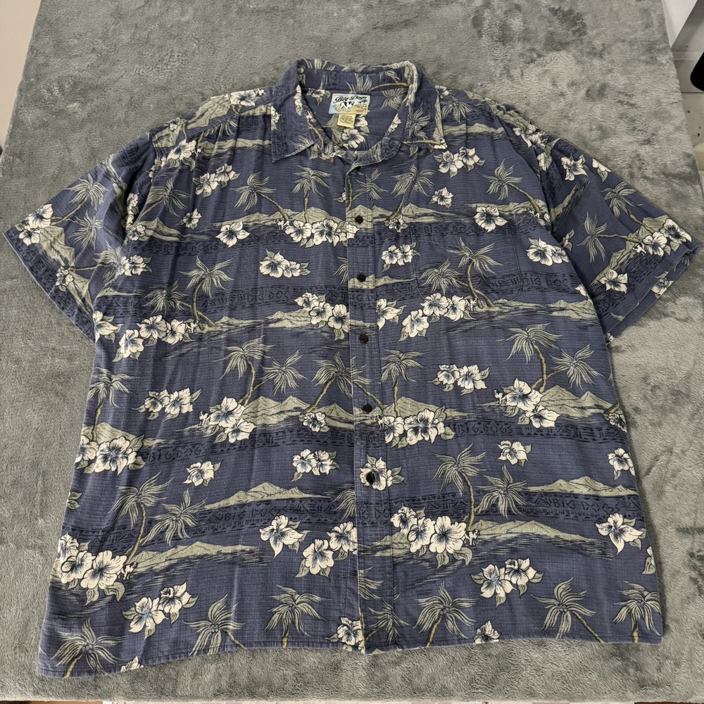 Big Dogs Hawaiian Shirt Polo Golf Theme Vintage 90s Blue Grandpa Dad Size 3XL